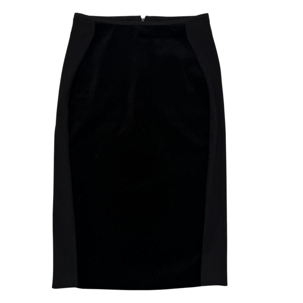 Stella McCartney Black Velvet Panel Tailored Knee Pencil Skirt l Classic l 44
